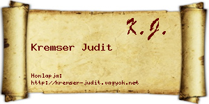 Kremser Judit névjegykártya